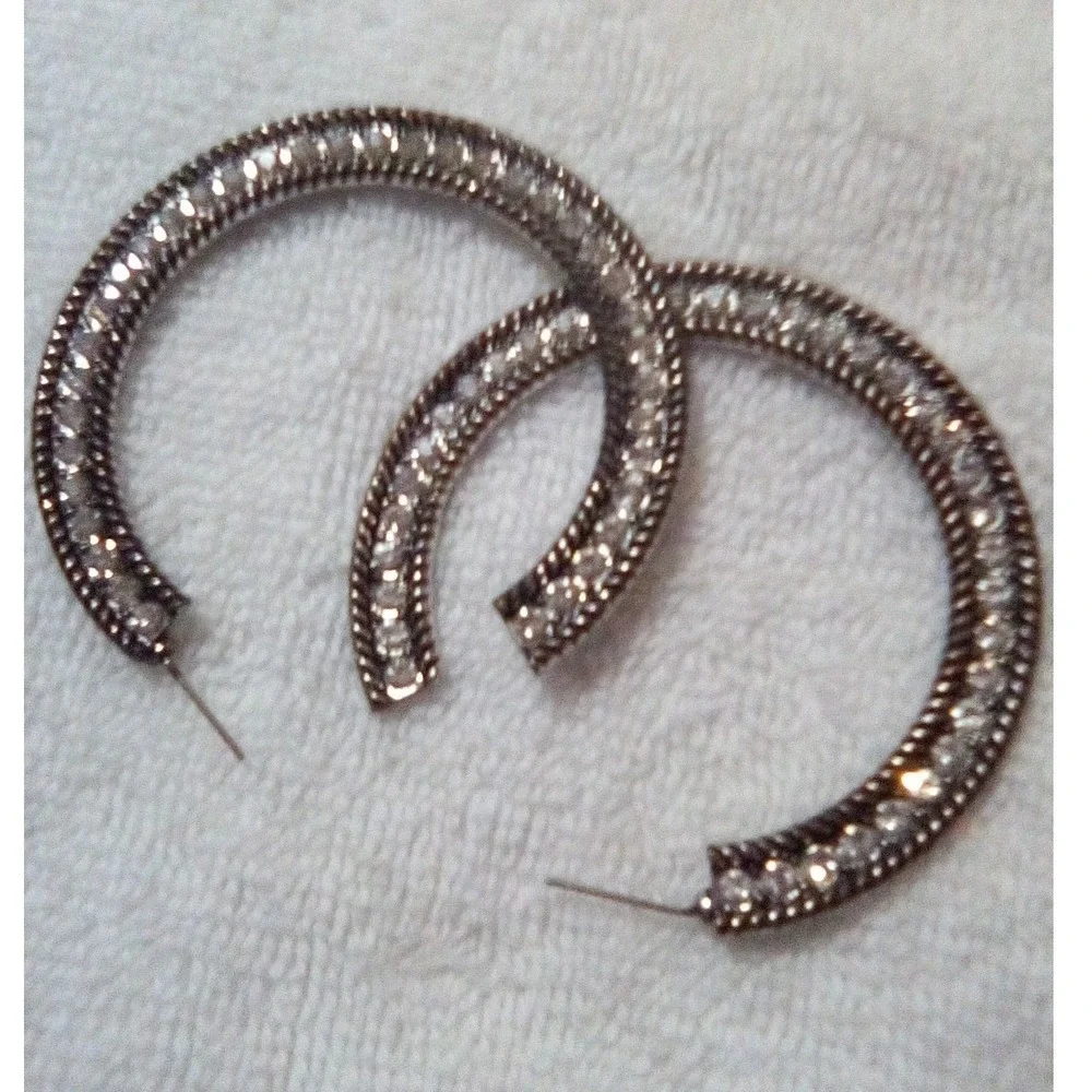 Sparkly Hoop Earrings Women's Round Crystal Rhinestone Statement Glamorous,